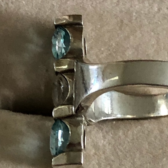 NWOT Sterling Silver Lab Created Pariba & White Topaz Ring - Picture 6 of 8